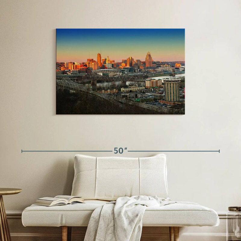 Hannes Cincinnati Sunset Skyline, 26" H x 39" W
