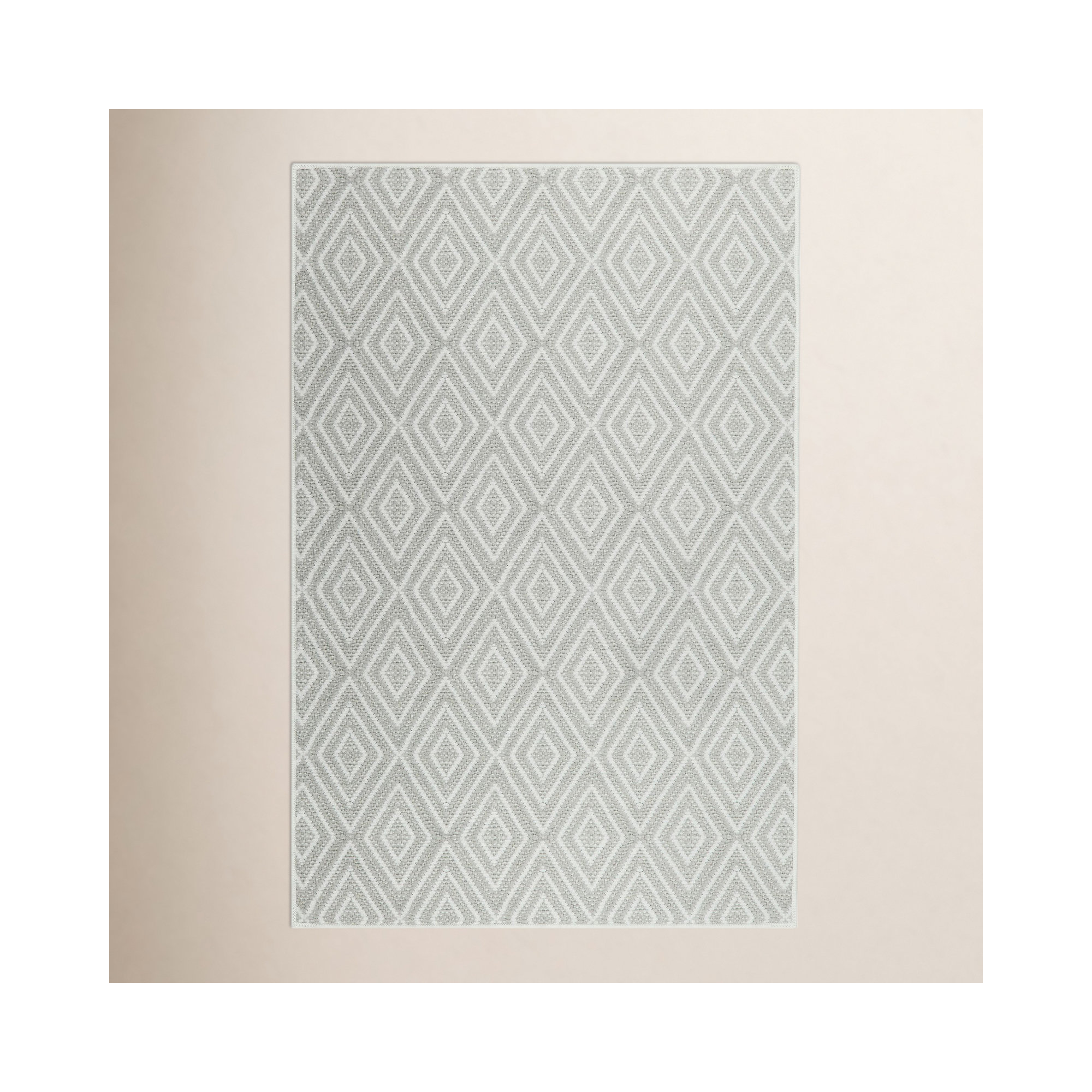 Diamond Platinum/White Machine Washable Rug, Rectangle 7'6" x 9'6"