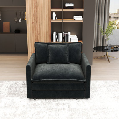 Canapé en chenille de 41,5 po de style minimaliste moderne (2 coussins d'accoudoirs non inclus)