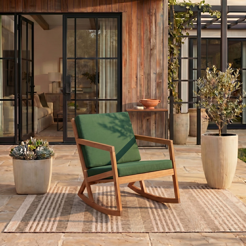 Chaise berçante de patio Cormach Mathew, Vert, Naturel