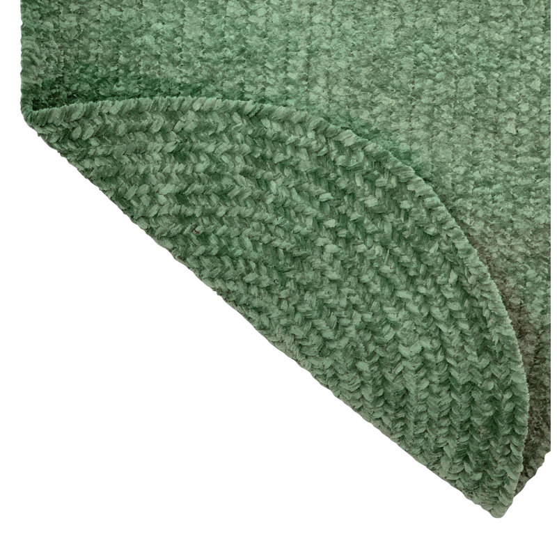 Tapis tressé en chenille de polyester Anabella - vert Diluth, Tapis de couloir 24 po x 108 po