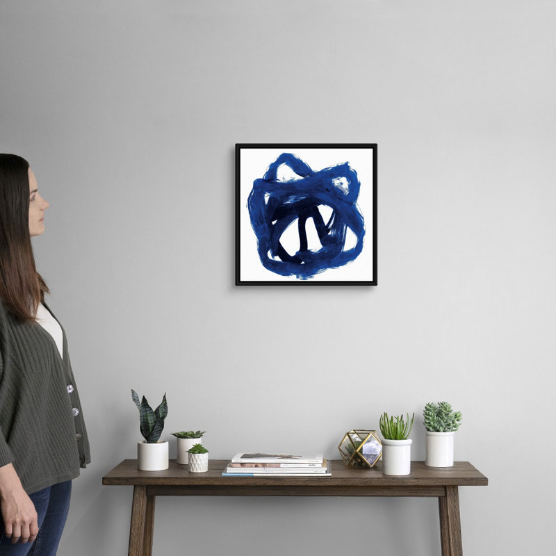 "Eternal Indigo I" par PI studio, reproduction d’art sur toile, H 18 po x l 18 po x P 1,75 po, Toile avec cadre noir