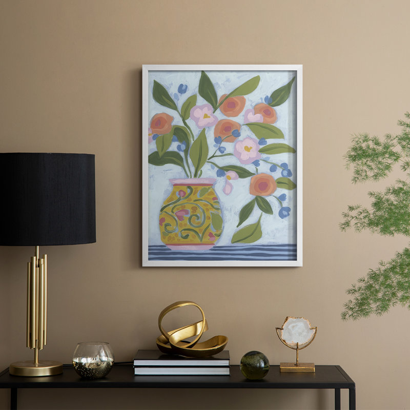 Bouquet Vibes I, reproduction encadrée - bois massif, H 21 po x l 17 po, Blanc