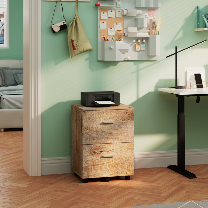 Demetres 2 Drawer Storage Drawer, Walnut