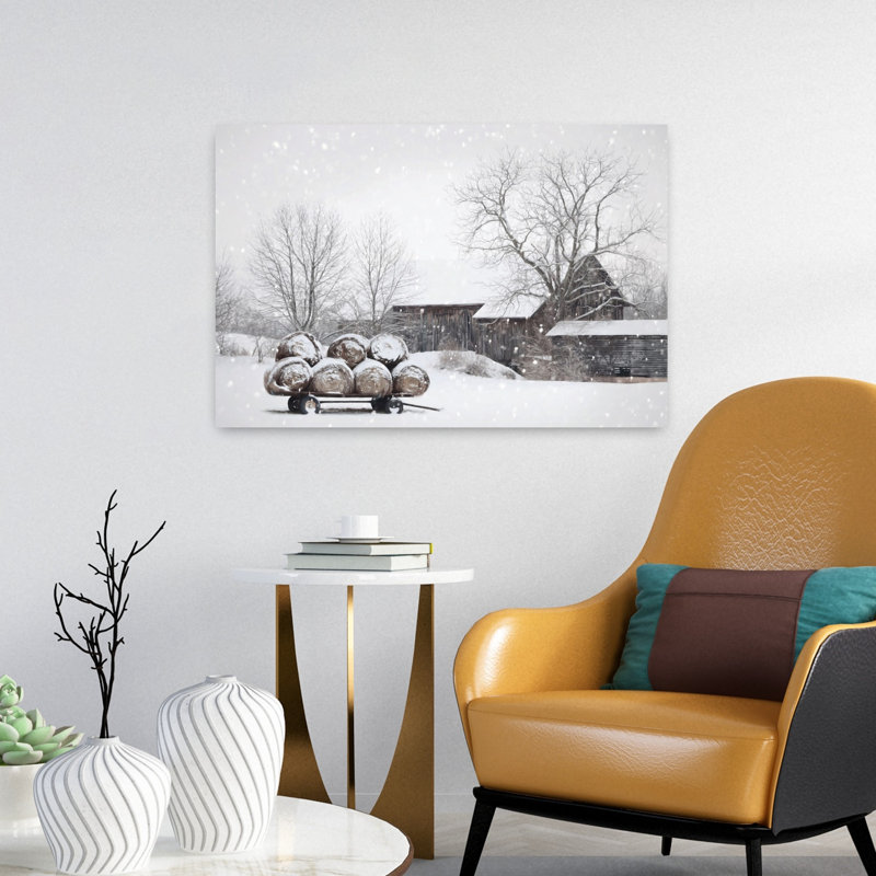 Hiver, nourriture, paysage contemporain abstrait, art d'hiver, H 24 po x l 16 po