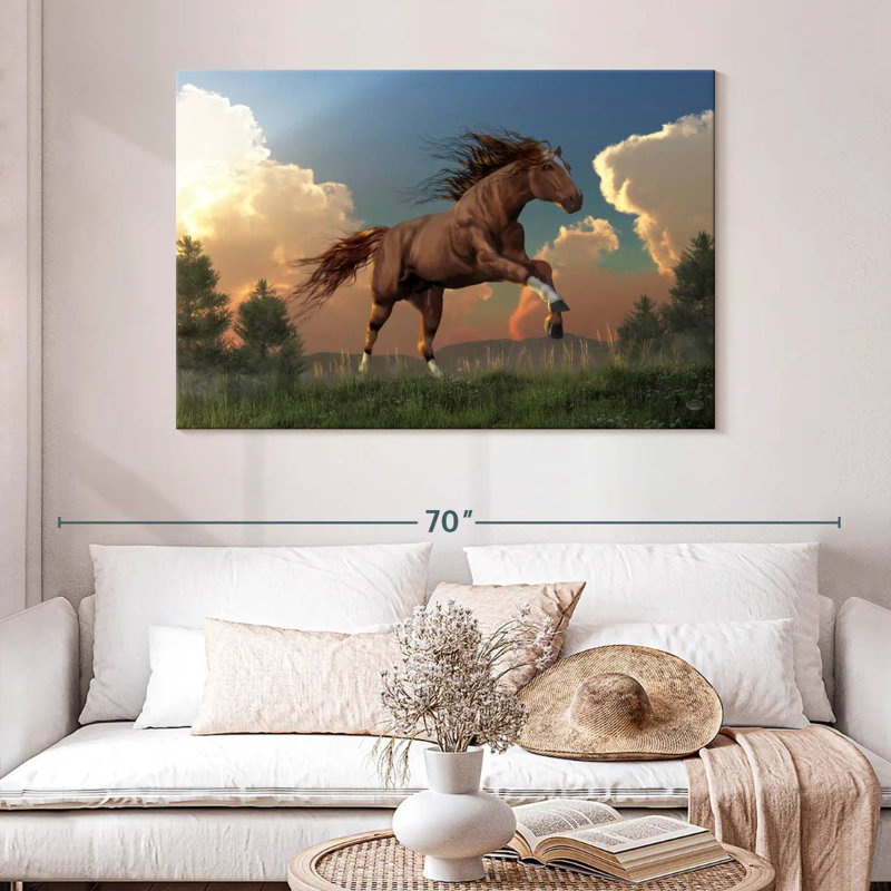 Cheval qui court librement, H 32 po x l 48 po