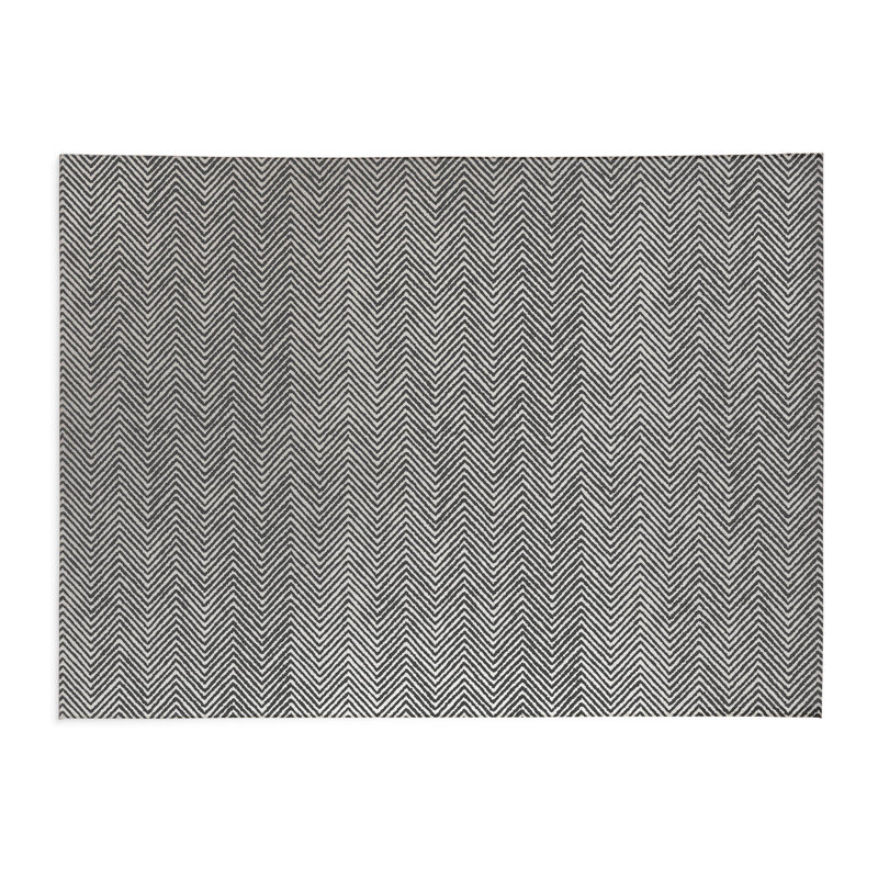 Chevron Groove Kids Play Mat, Rectangle 36" x 60", Ivory/Charcoal