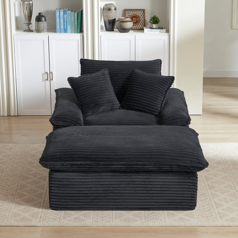 Canapé 51,77 pouces moderne à siège rembourré et à compression unique avec repose-pieds unique, Gris foncé