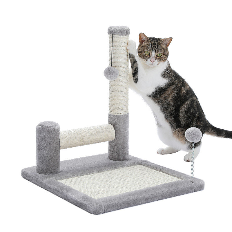 Cat Scratch Column, Double Cat Scratch Post with Removable Pompom