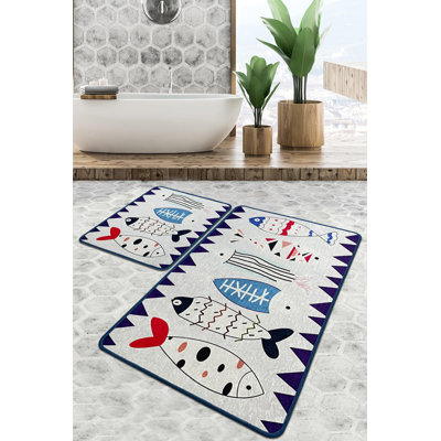 Luxurious Bathmat Set (2 Pieces), 100% Polyester, 23.6 x 39.4 inches & 19.7 x 23.6 inches | 700 g/m², Pile Height: 0.4 inches | Antibacterial, Non-Slip, Machine Washable | Perfect for Stylish Bathrooms & Comfort