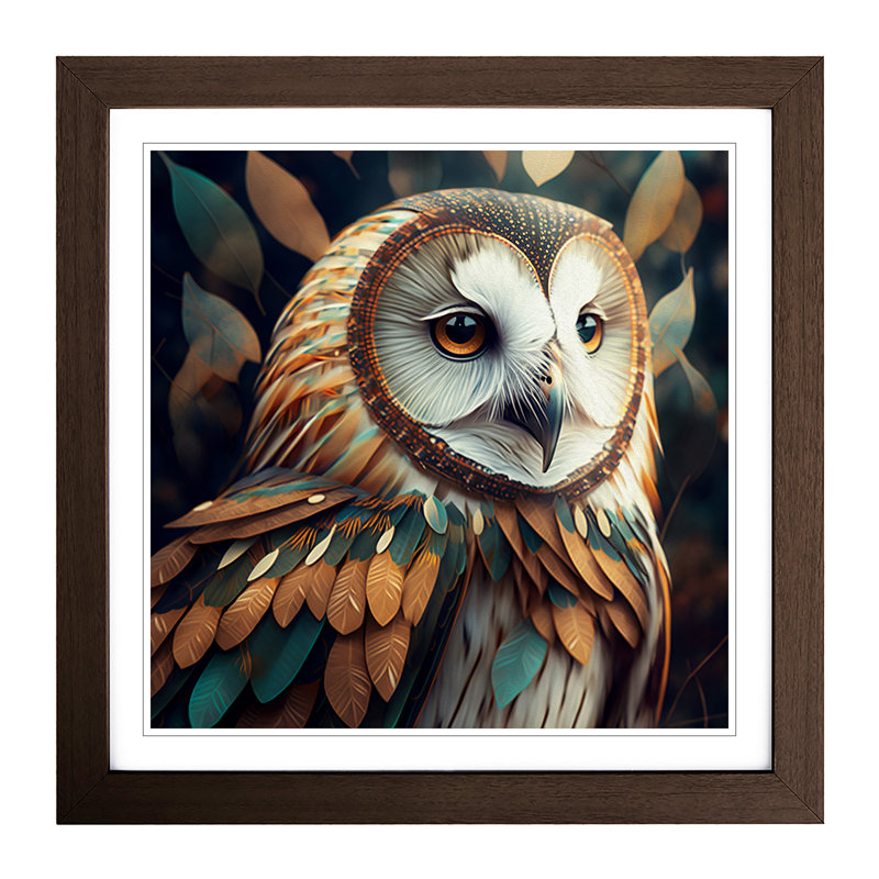 Owl Boho - Framed Print, Walnut