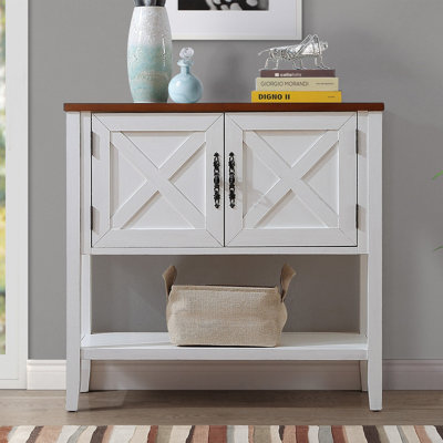 Console Tevrat Vintage | 4 tiroirs et tablette ouverte | Bois de pin massif et panneau de fibres à densité moyenne | Style classique avec rangement spacieux | Table de salon / canapé d'entrée