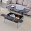 Table basse multifonctionnelle à plateau relevable avec rangement spacieux et autocollant grain de bois naturel, parfaite pour la vie moderne-2038329509
