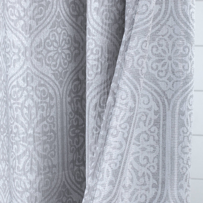 Reinaldo Geometric Shower Curtain, Silver