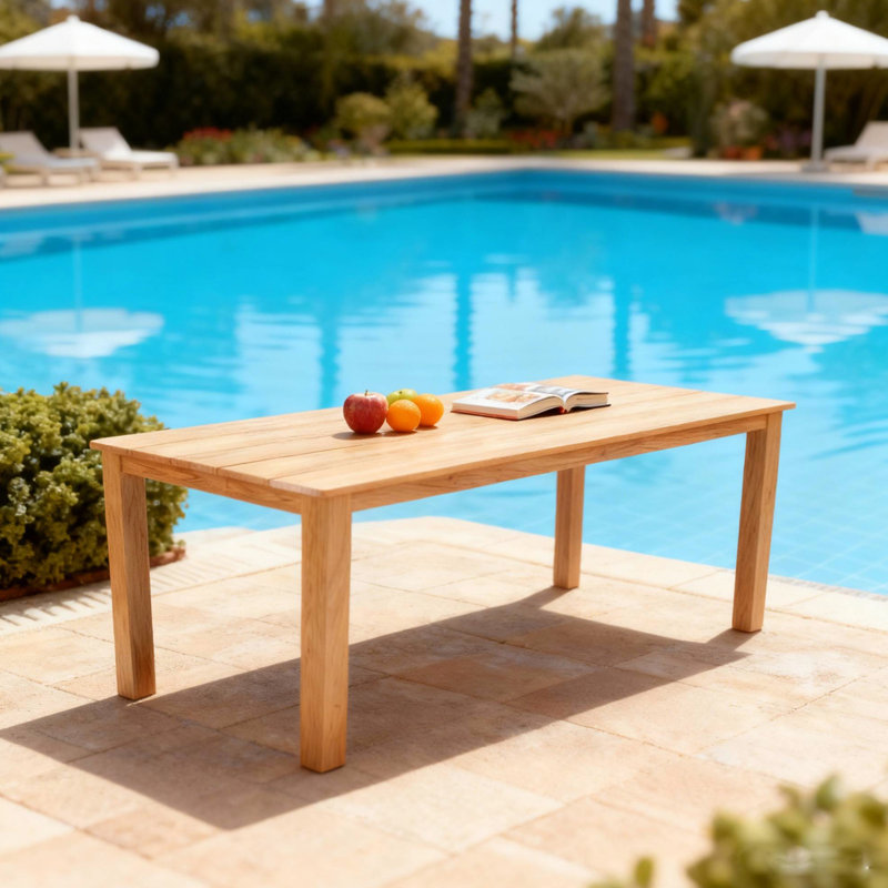 Table de salle à manger en bois 68,9 pouces, ton, hanches, trou de parasol, intérieur et extérieur polyvalent