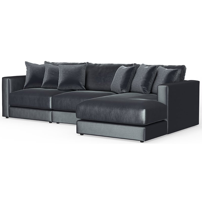 Chuf surdimensionné rond trois pièces Rondale, Mélange de polyester gris