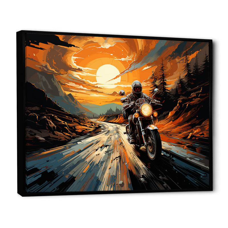 «Expressionist Moto Ride II», reproduction d'art sur toile encadrée, H 12 po x l 20 po x P 1 po, Cadre flottant noir