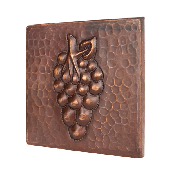 4" x 4" Hammered Copper Grape Tile