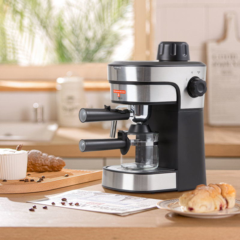 Compact 5 Bar Espresso Machine - Stainless Steel Coffee Maker