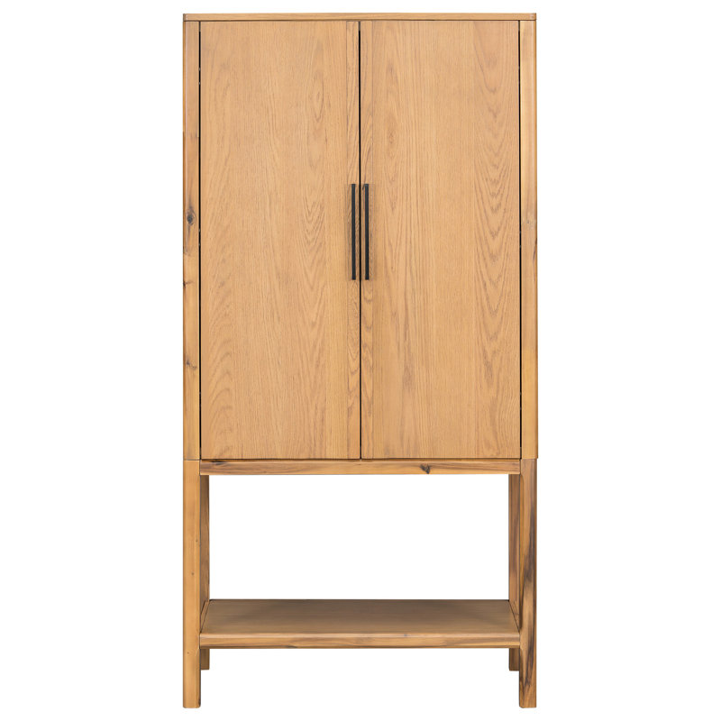 Armoire en placage de chêne pour étude, couloir, espace de vie - tablette réglable de 71,8 po de hauteur et salle de style moderne, vestibule, poignées de couloir contemporaines