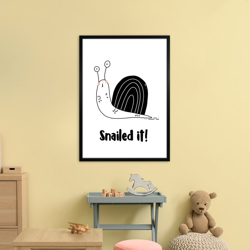 Snail by Miniofmine - Print, 88cm H x 64cm W x 3cm D, Brown Framed