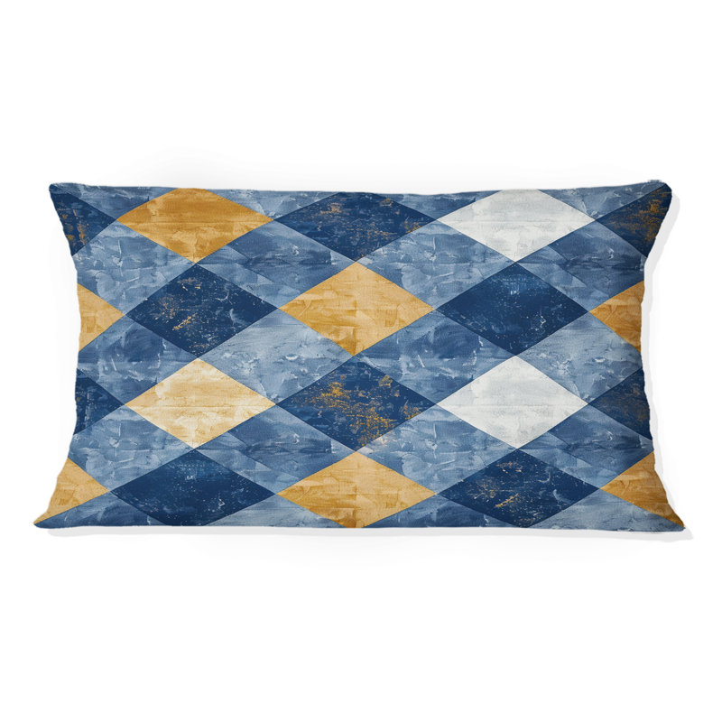 Coussin Mid-Century Gingham I - Mid-Century bleu marine