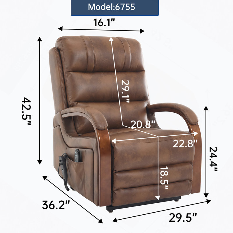 Fauteuil inclinable Power Leatheraire Lift, Marron clair
