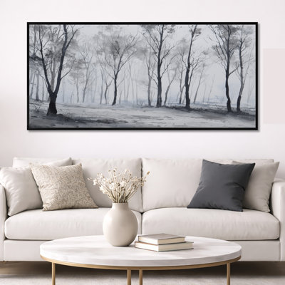 Grey White Pine Canvas, Winter Forest Wall Art, Winter Forest Wall Art - Grey And White Pines Trees