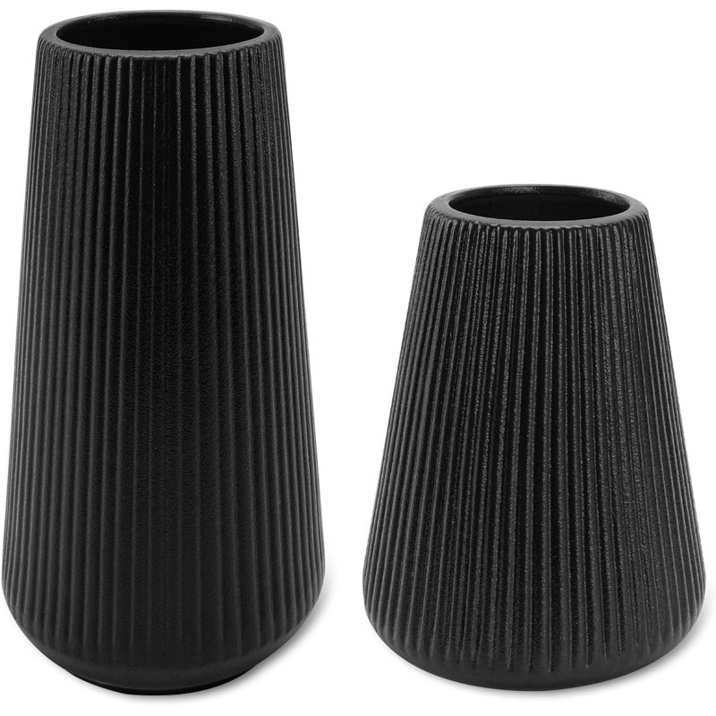 Ensemble de 2 vases en céramique noire