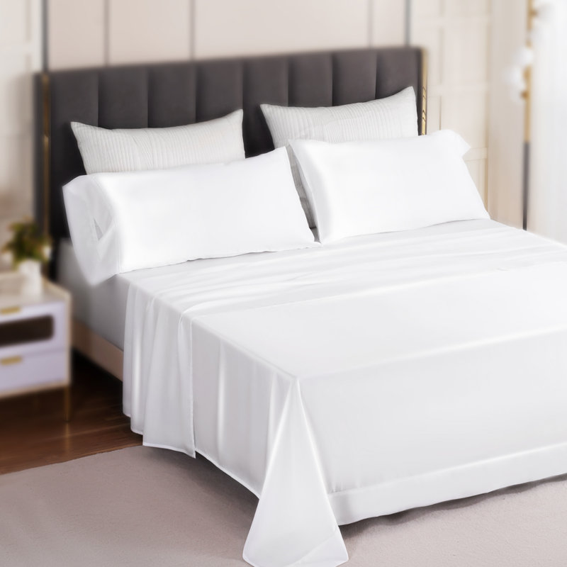 Silky TENCEL Guest Room Sheet Set Case Pack, Full XL Fitted Sheet with 2 Pillowcases, White