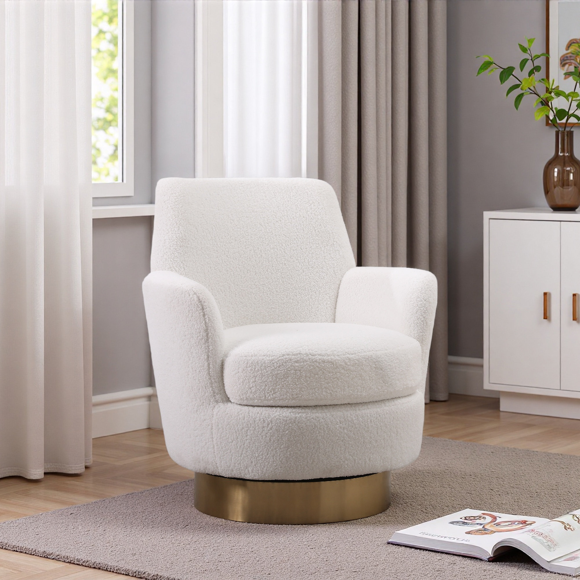 Latitude Run® Swivel Barrel Chair, Swivel Accent Chairs Armchair For ...