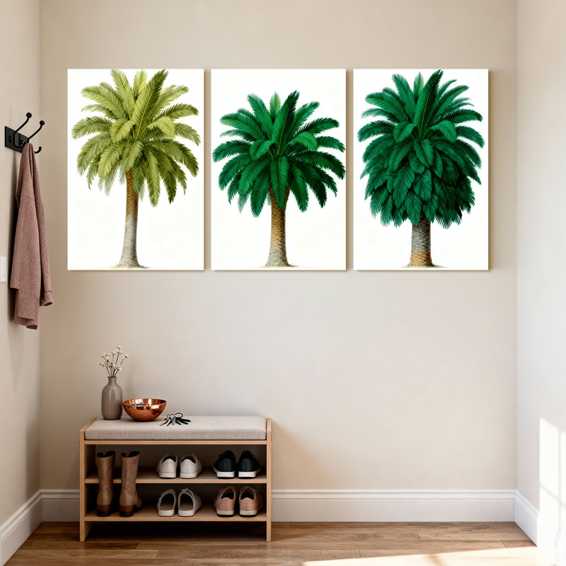 Palmiers et palmiers, ensemble de 3 impressions sur toile, H 24 po x l 48 po