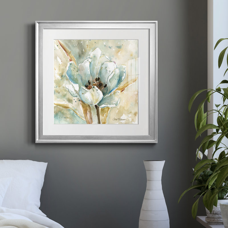 Tulipe - Cadre photo, reproduction d'art sur papier, Cadre argenté, H 22,5 po x l 22,5 po x P 1,5 po