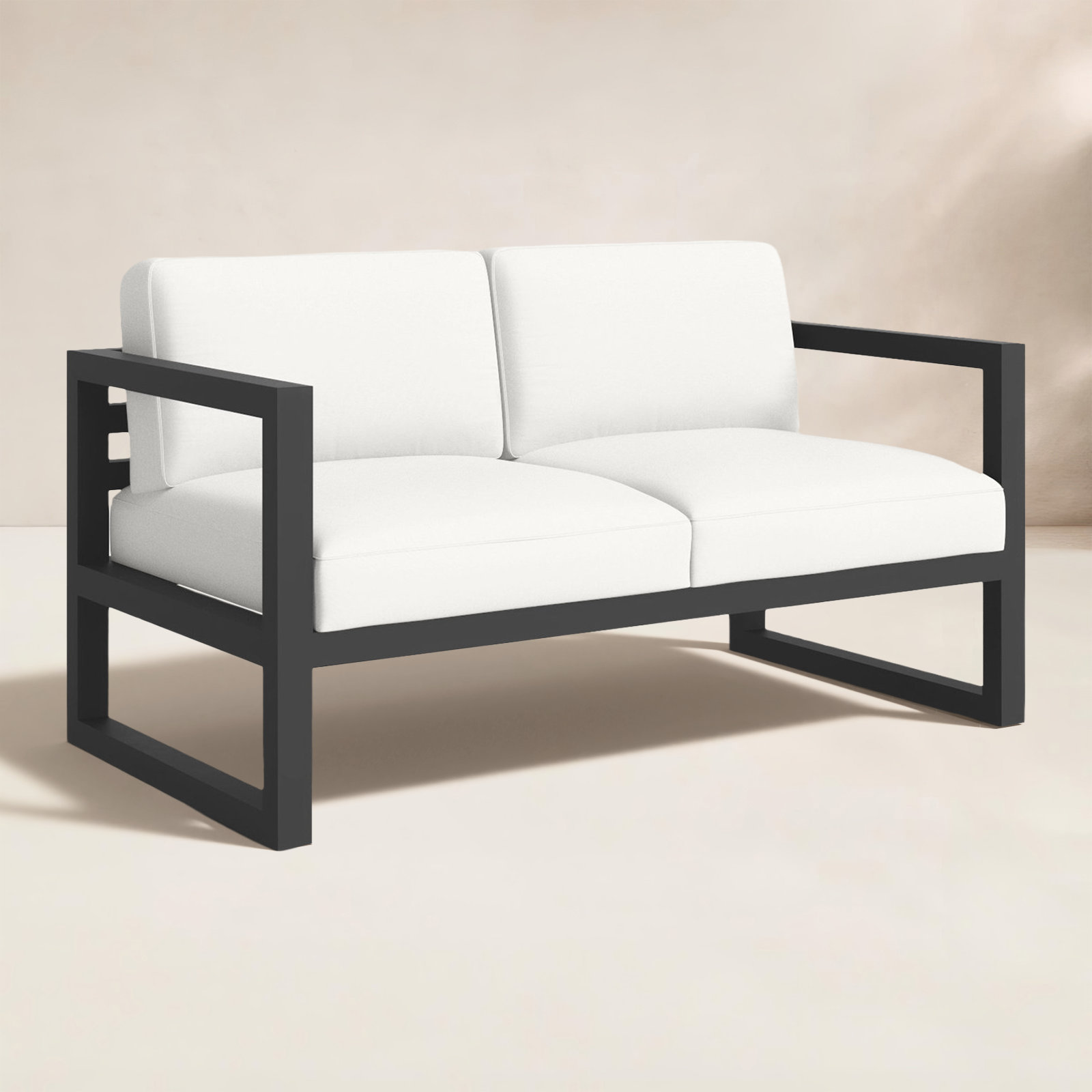 Smith 58" Sunbrella® Patio Loveseat, Canvas Natural, Slate