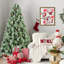 Arbre de Noël 7 pi avec 82 pommes de pin - 1348 pointes, branches mixtes en PVC et en aiguilles dures, structure à charnières pour une installation facile, support en métal robuste - arbre de Noël réaliste-680178347