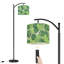 Lampe sur pied à arc avec feuillage tropical vert pour chambre à coucher 3 lumières à intensité variable avec télécommande et ampoule incluse