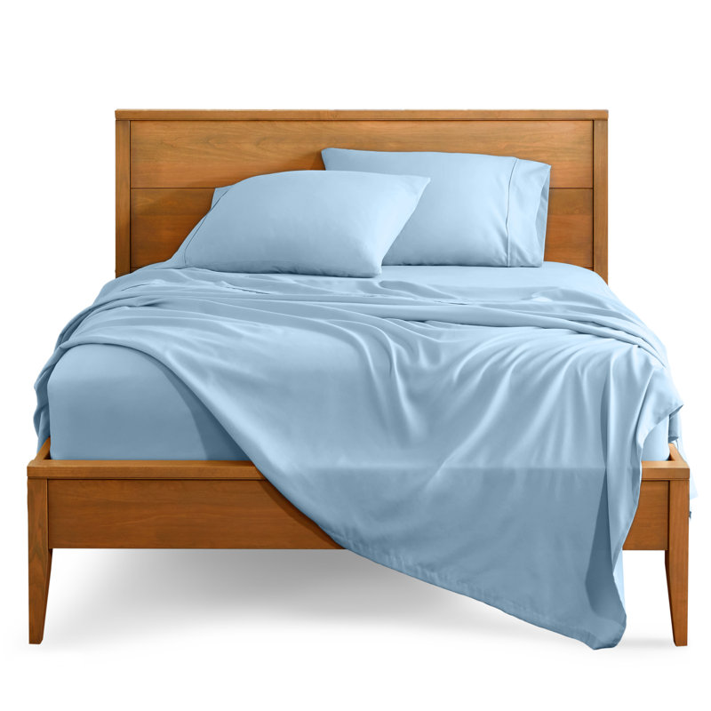 Bare Home Ultra-Soft Microfiber Sheet Set, Queen Sheet Set + 1 Fitted Sheet + 2 Pillowcases, Light Blue