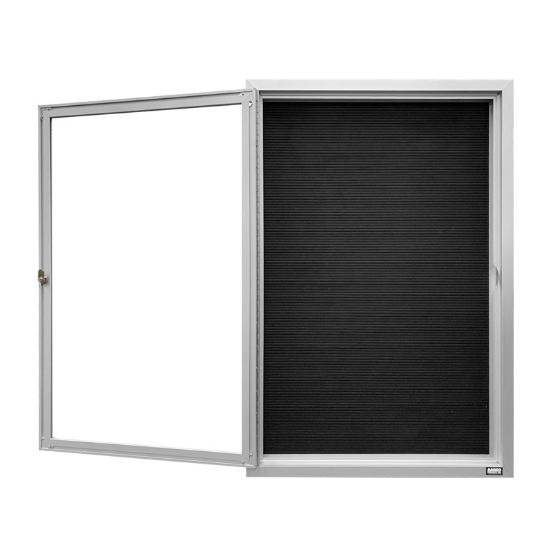 Tableau d'affichage mural fermé pour armoire d'annuaire, Clair satiné anodisé, Un, H 48 po x l 36 po