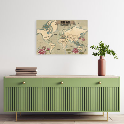 Art mural rétro, carte du monde rétro