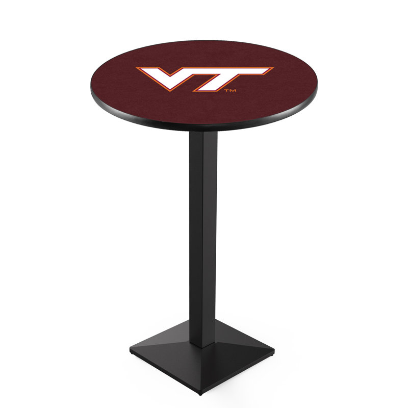 Round Metal Base Dining Table, Black Wrinkle, Virginia Tech University