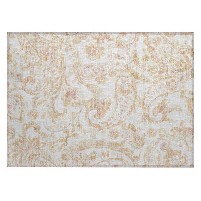 Srija Washable Paisley Indoor / Outdoor Rug