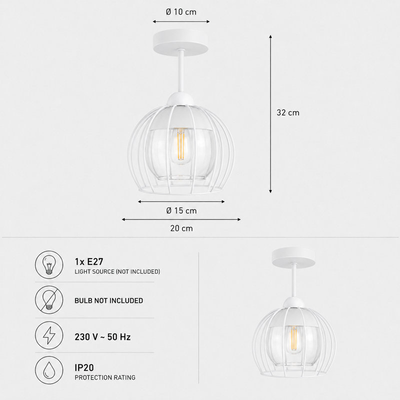 Glass Semi Flush Mount, 1