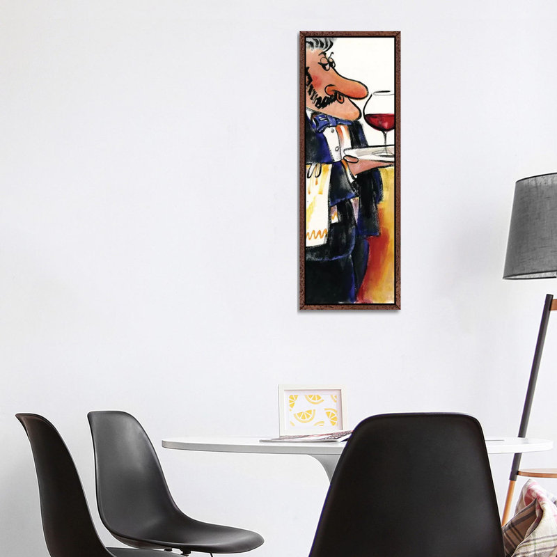 Waiter I 1 Piece Painting on Canvas, 121.92 cm H x 40.64 cm W, Classic Brown Wood Framed