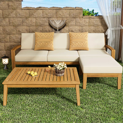Ensemble de sièges modulaires pour recevoir à l'extérieur et profiter d'un confort optimal + beige avec cadre