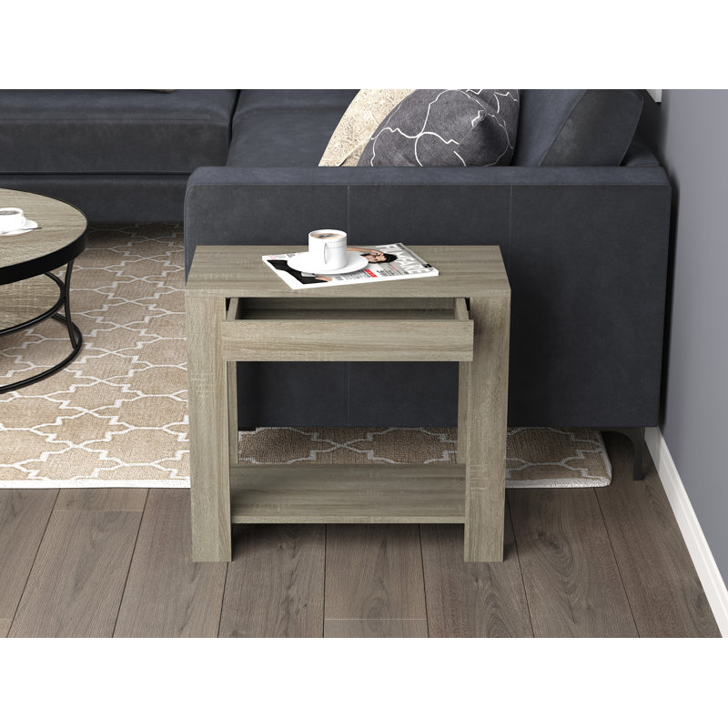 Table de bout avec rangement Farrah, Taupe
