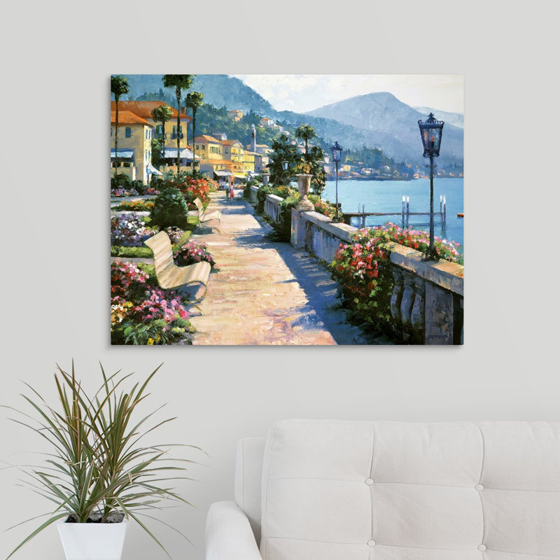 « Bellagio Promenade » par Howard Behrens, reproduction, H 36 po x l 48 po x P 1,5 po, Toile