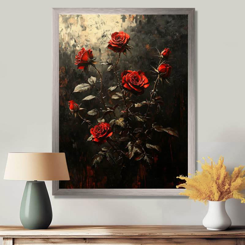 Blevins - Floral Canvas Wall Art, Silver, 20" H x 12" W, Reproduction encadrée d'une seule photo