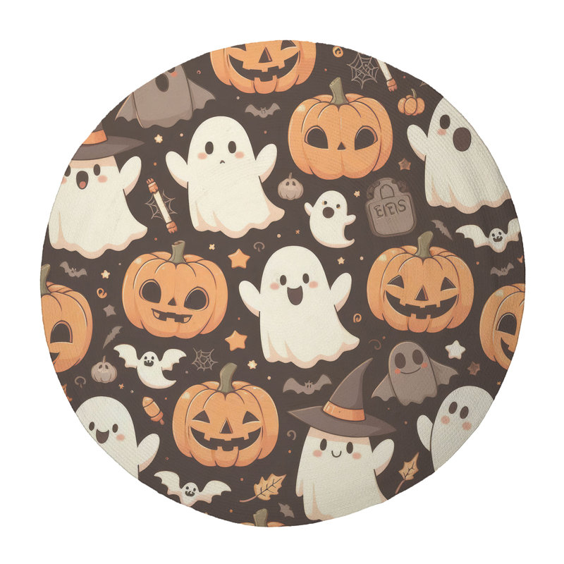 Tapis tressé Spooky Harvest, Rond 5 pi