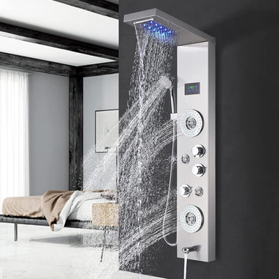 LED Rainfall Waterfall Shower Head Shower Panel Tower System Rain Massage System