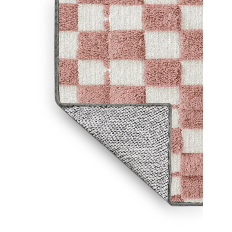 Tapis brun à carreaux lavable à la machine, Rectangle de 5 pi x 8 pi